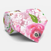 Lush Waterverf Flowers Rozen Patroon Stropdas (Opgerold)