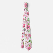 Lush Waterverf Flowers Rozen Patroon Stropdas (Achterkant)