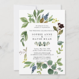 Lush Waterverf Greenery Geometric Lijst Wedding Kaart