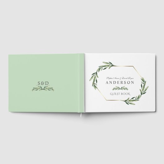 Lush Waterverf Greenery Geometric Wedding Gastenboek (Volledig)
