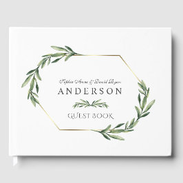 Lush Waterverf Greenery Geometric Wedding Gastenboek