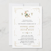 Lush Waterverf Greenery Geometric Wedding Kaart (Voorkant)