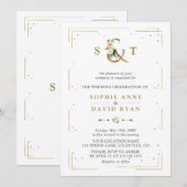 Lush Waterverf Greenery Geometric Wedding Kaart (Voorkant / Achterkant)