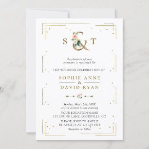 Lush Waterverf Greenery Geometric Wedding Kaart