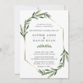 Lush Waterverf Greenery Geometric Wedding Kaart (Voorkant)