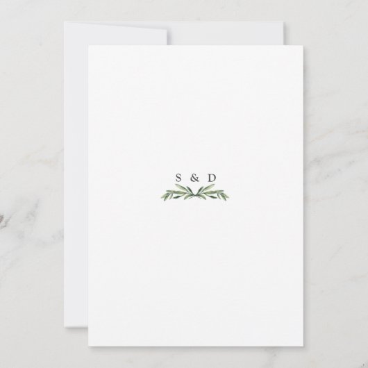 Lush Waterverf Greenery Geometric Wedding Kaart (Achterkant)