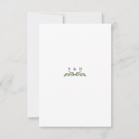 Lush Waterverf Greenery Geometric Wedding RSVP Kaartje (Achterkant)