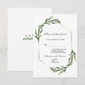 Lush Waterverf Greenery Geometric Wedding RSVP Kaartje (Voorkant / Achterkant)