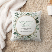 Lush Waterverf Greenery Leaves Baby Birth Stats Kussen (Deken)