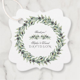 Lush Waterverf Olive Branches Wreath Wedding Bedankjes Labels