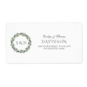 Lush Waterverf Olive Branches Wreath Wedding Etiket