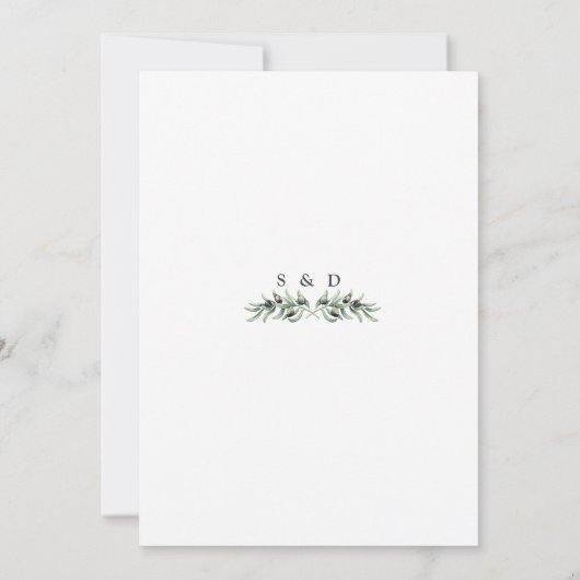 Lush Waterverf Olive Branches Wreath Wedding Kaart (Achterkant)