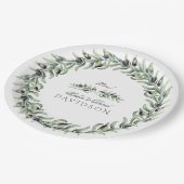 Lush Waterverf Olive Branches Wreath Wedding Papieren Bordje (Gekanteld)