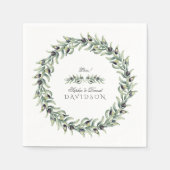 Lush Waterverf Olive Branches Wreath Wedding Servet (Voorkant)