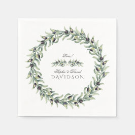 Lush Waterverf Olive Branches Wreath Wedding Servet