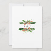 Lush Waterverf Tropical Flowers Leaves Wedding Kaart (Achterkant)