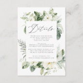 Lush White Bloemen & Groen Gasteninformatie Informatiekaartje (Voorkant)