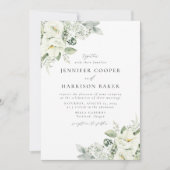 Lush White Flowers en Greenery Wedding Kaart (Voorkant)