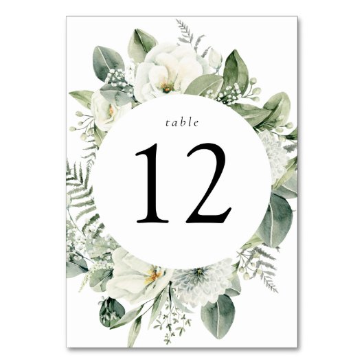 Lush White Flowers en Greenery Wedding Kaart (Achterkant)