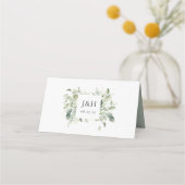 Lush White Flowers en Greenery Wedding Plaatskaartje (Achterkant)