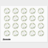 Lush White Flowers en Greenery Wreath Wedding Ronde Sticker (Vel)