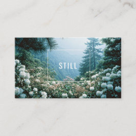 Lush White Hydrangea Flower Misty Mountain Forest Visitekaartje