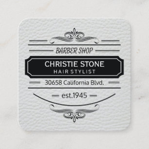 Lush White Leather Print Retro Label Barber