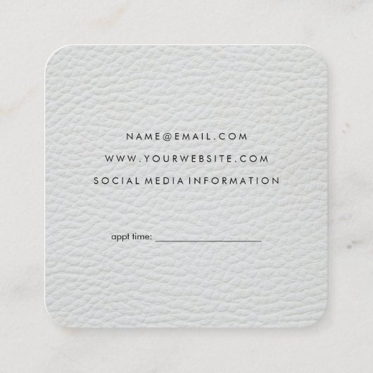 Lush White Leather Print Retro Label Barber (Achterkant)