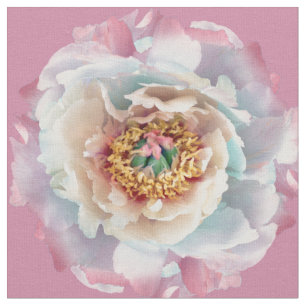 Lush White Peonies Pattern Stof