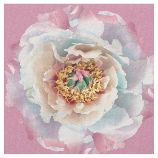 Lush White Peonies Pattern Stof (Close Up)