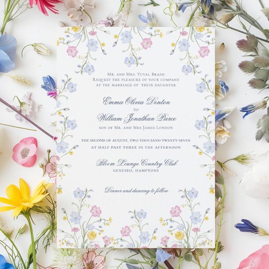 Lush Wildflower Meadow Wedding Kaart