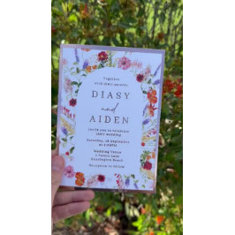 Lush Wildflower & Roos Goudfolie Bruiloft Folie Uitnodiging