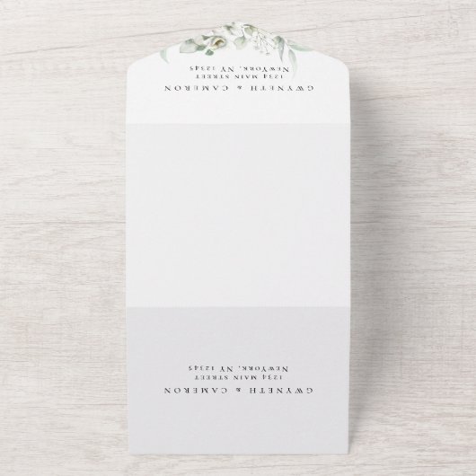 Lush Witte Bloemen QR code Alles in een All In One Uitnodiging (Buitenkant)