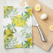 Lush Yellow Lemon en Green Leaves Pattern Theedoek (Quarter Fold)