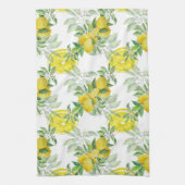 Lush Yellow Lemon en Green Leaves Pattern Theedoek (Verticaal)