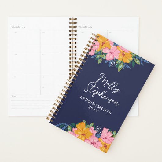 Lush Yellow Pink Floral Arrangements Name Planner (Display)