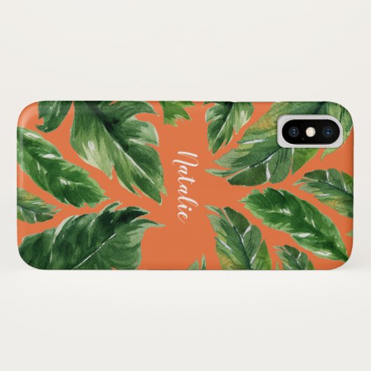 Lushious green tropical leaf modern botanisch Case-Mate iPhone case (Achterkant (horizontaal))