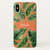 Lushious green tropical leaf modern botanisch Case-Mate iPhone case (Achterkant)