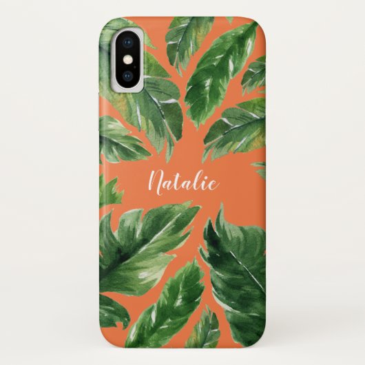 Lushious green tropical leaf modern botanisch Case-Mate iPhone case (Achterkant)
