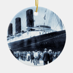 Lusitania in New York City Blue Tone Keramisch Ornament