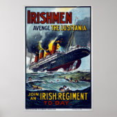 Lusitania zinken, WW1 Leger poster (Voorkant)