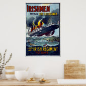 Lusitania zinken, WW1 Leger poster (Keuken)