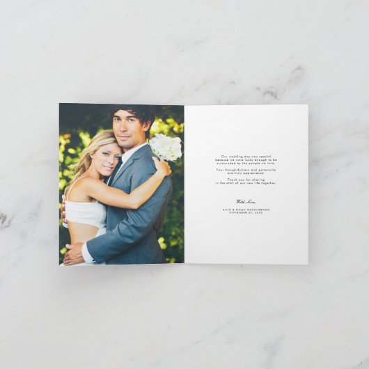 Lusjes Liefde Rode Hart Trouwfoto Bedankkaart (Binnen)