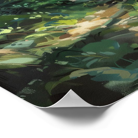 Lust Green Forest olieverfschilderij Natuur Poster (Hoek)