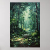 Lust Green Forest olieverfschilderij Natuur Poster (Voorkant)