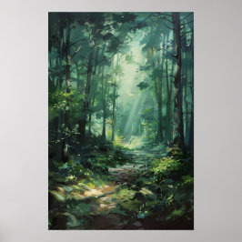 Lust Green Forest olieverfschilderij Natuur Poster