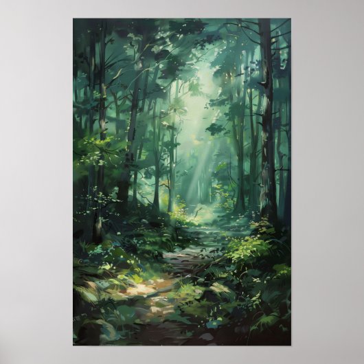 Lust Green Forest olieverfschilderij Natuur Poster (Voorkant)