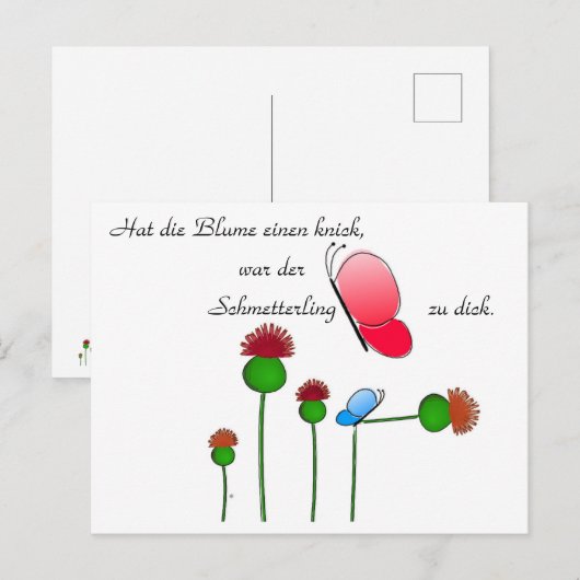Lustger Spruch "Schmetterling" Briefkaart (Voorkant / Achterkant)