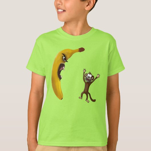 Lustig gruselige Banane bedroht Affen T-shirt (Voorkant)
