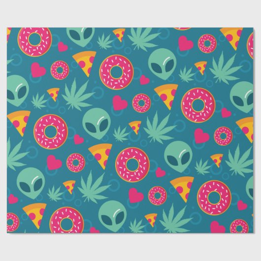 Lustige Alien Hanf Cadeaupapier (Vlak)